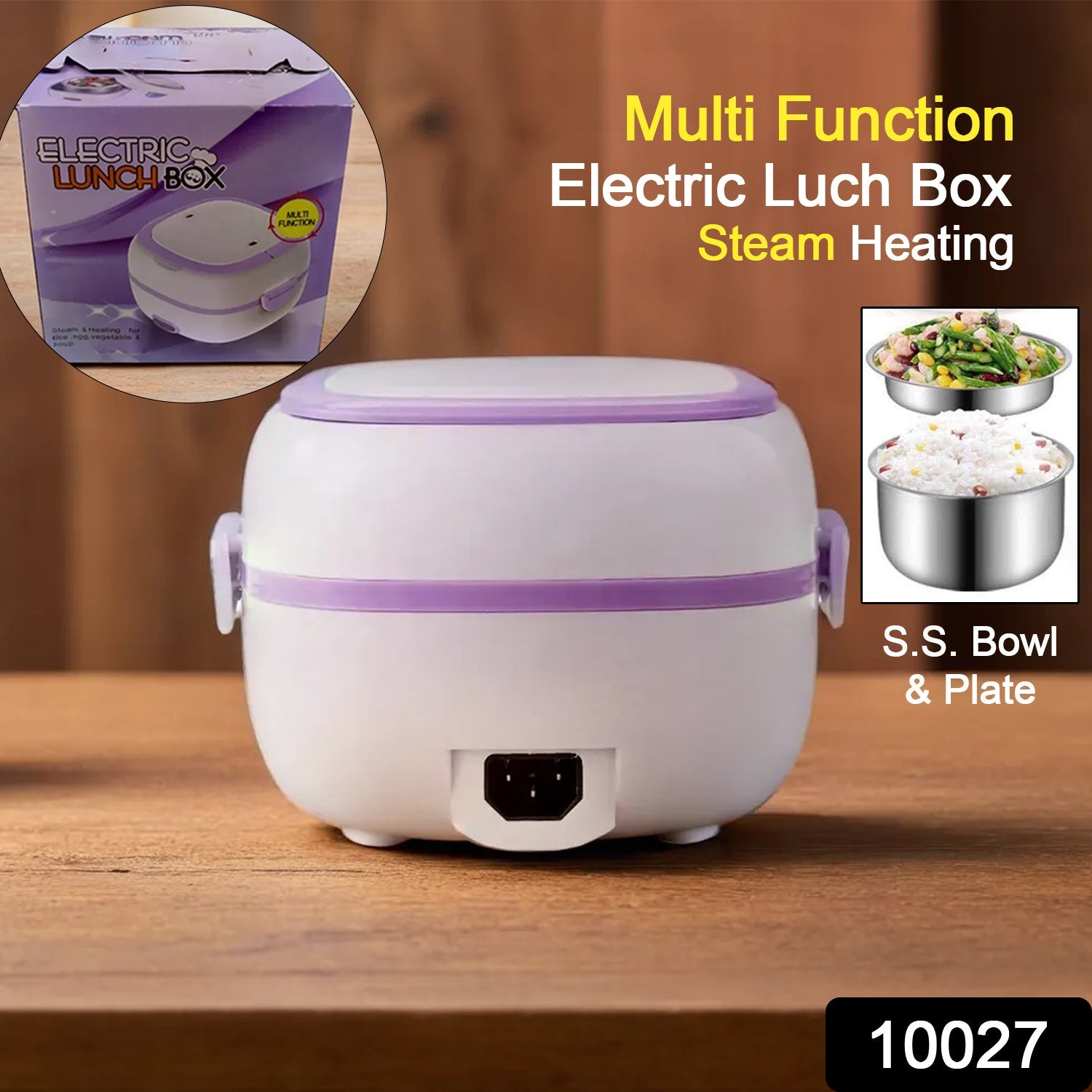 10027 Electric Lunch Box Portable Food Warmer Food Heating Lunch Box Removable Food-Grade Stainless Steel Compartments, 220V 200W, for Car, Truck, office 10027 Electric Lunch Box Portable Food Warmer Food Heating Lunch Box Removable Food-Grade Stainless Steel Compartments, 220V 200W, for Car, Truck, office